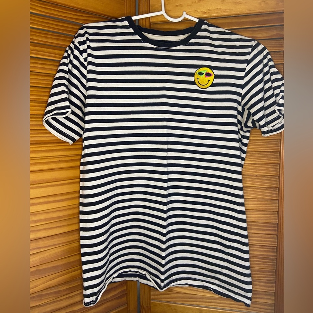 Roy Purdy Size Medium (fits Small) Black and White Stripe Short Sleeve Tee
